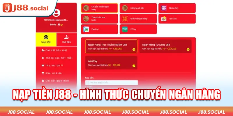 Nạp tiền qua chuyển khoản ngân hàng